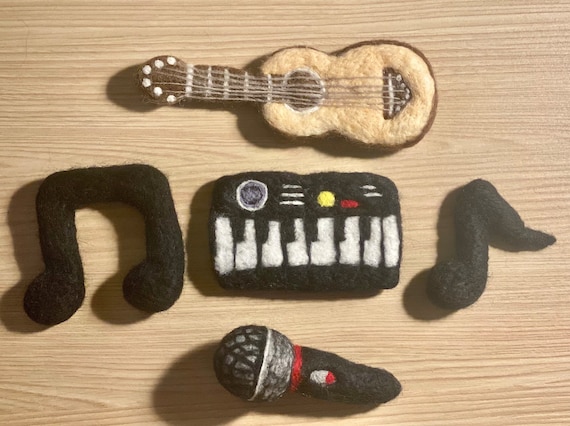 Needle Felted Music Instruments: Handmade Wool Decor