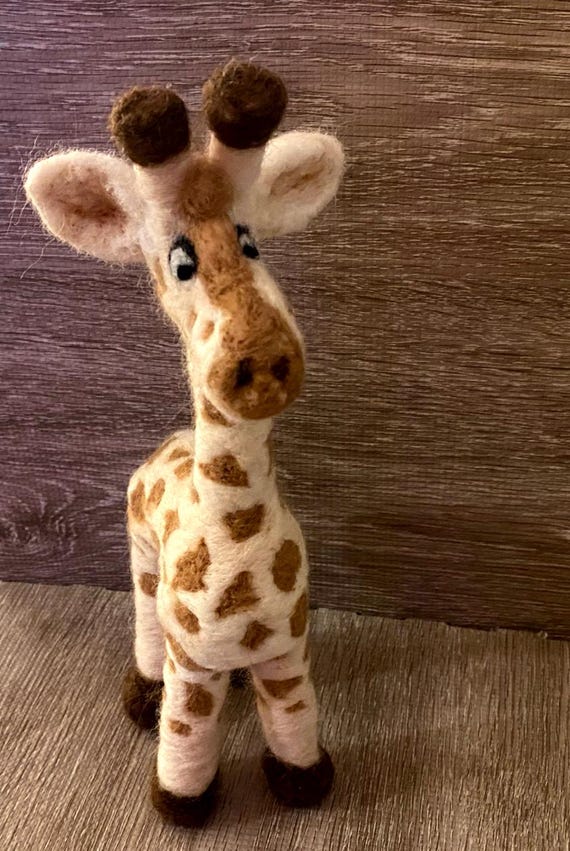 Needle Felted Giraffe: Handmade Wool Zoo Animal Decor