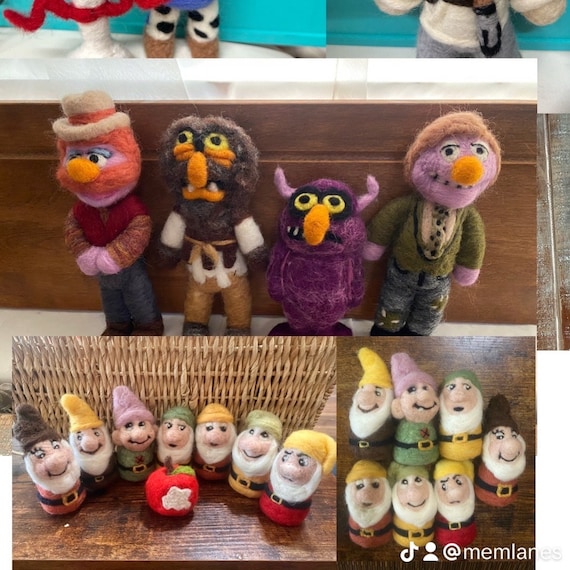 Custom: Handmade, retro toy replica, felted doll, needle felted cartoon character