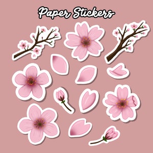 Cherry Blossoms / Sakura Paper Sticker Sheets, Sticker Packs