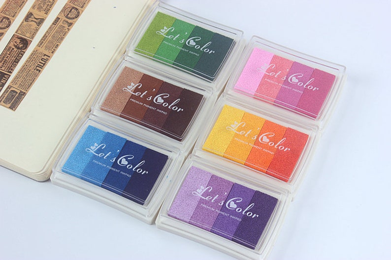Let's Color 6 colors fast dry Ink Pads for Fingerprints Etsy