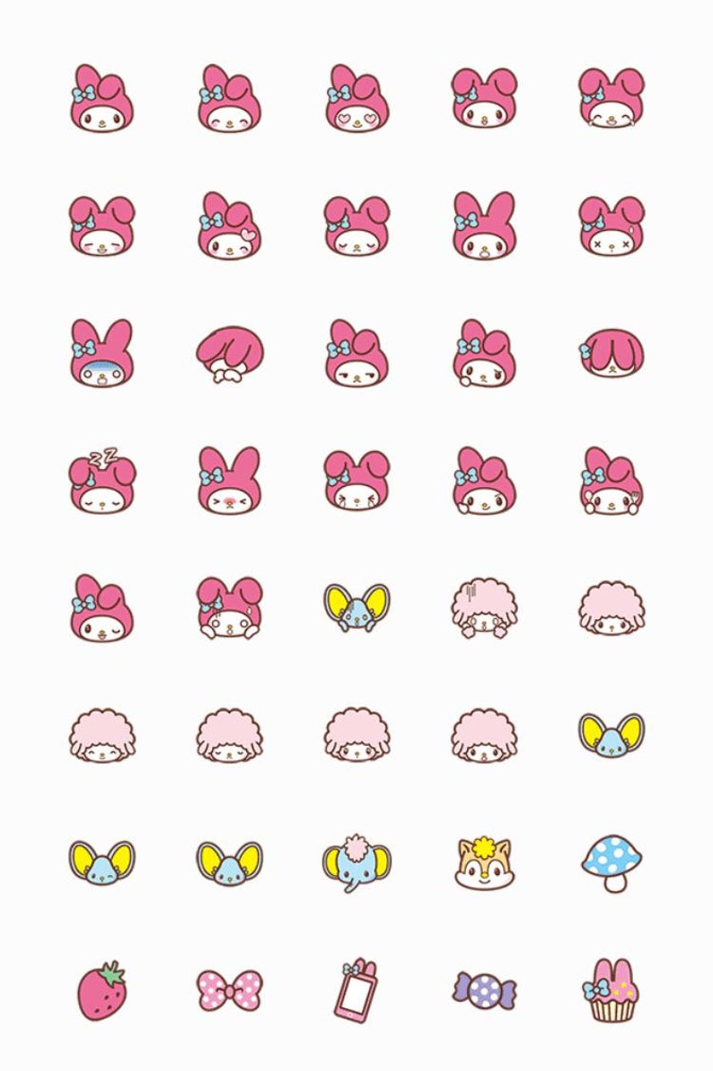 My melody Sanrio Washi emoji planner stickers 40 pcs Etsy