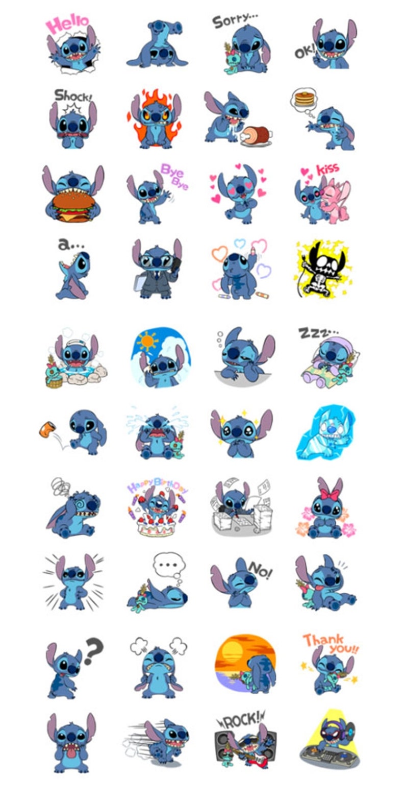 st001st002 disney stitch kawaii cute stickers flakes etsy