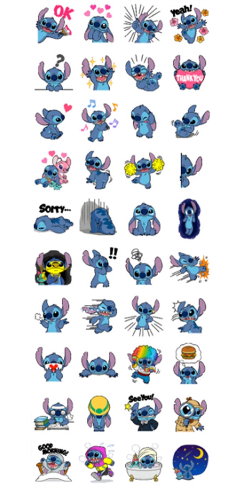 ST001ST002 Disney  Stitch Kawaii Cute  stickers  flakes Etsy