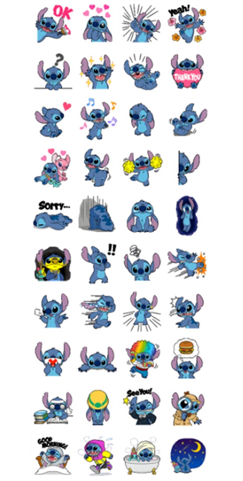 ST001ST002 Disney Stitch Kawaii Cute stickers flakes Etsy ST001ST002 Disney Stitch Kawaii Cute stickers flakes Etsy
