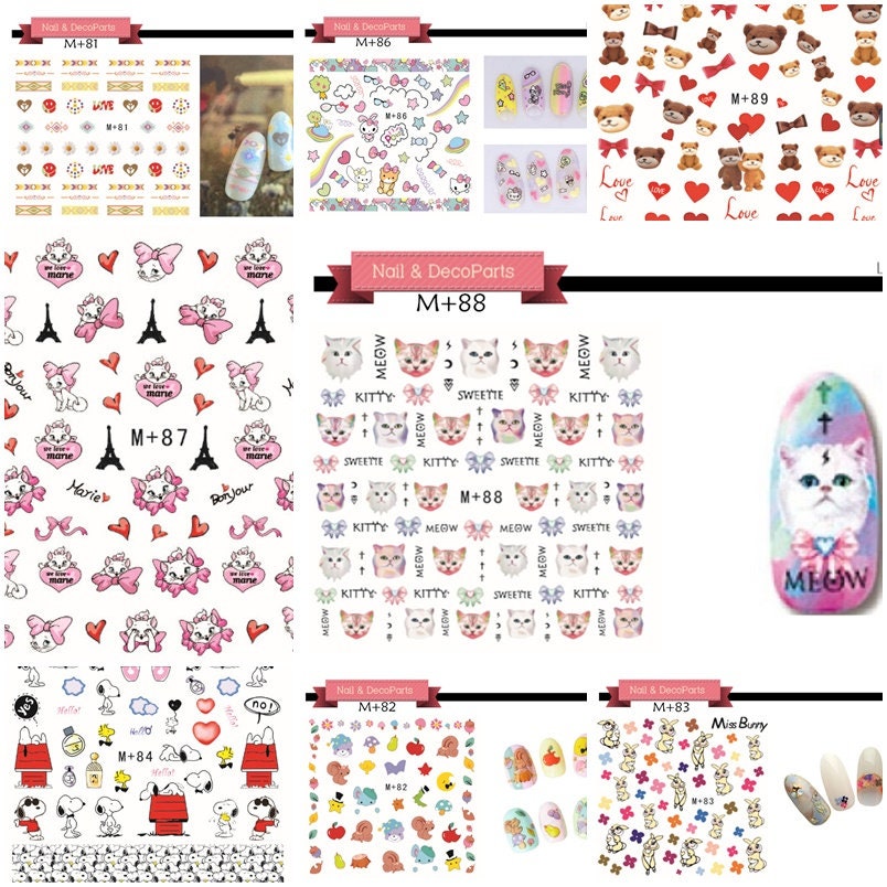Flower Snoopy Marie Cats Teddy Bear Nail Art Stickers Kawaii Sticker Flower Snoopy Marie Cats Teddy Bear Nail Art Stickers Kawaii Sticker