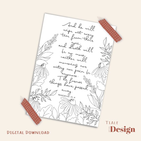 JW Revelation 21:4 Printable Colouring In Page - Etsy Canada