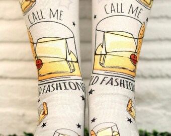 Call Me Old Fashioned, Cute Gift Idea, Funny Colored Socks, Novelty Socks, Stocking Stuffer, Unisex Socks