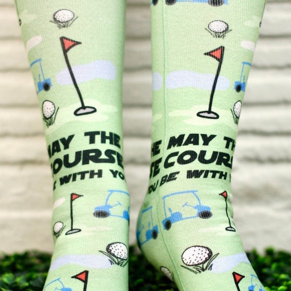 May The Course Be With You (Golf Pun), Cute Gift Idea, Funny Colored Socks, Novelty Socks, Stocking Stuffer, Unisex Socks