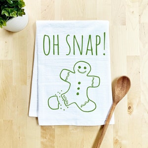 Flour Sack Dish Towel, Oh Snap!, Funny Kitchen Decor Housewarming Anniversary Gift, Christmas Gift