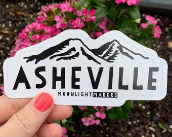 Asheville Sticker, Bumper Sticker, Car Sticker, Vinyl, Bike Sticker, Weatherproof, Die Cut. North Carolina.