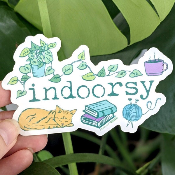 Indoorsy, Bumper Sticker, Car Sticker, Vinyl, Bike Sticker, Weatherproof, Die Cut