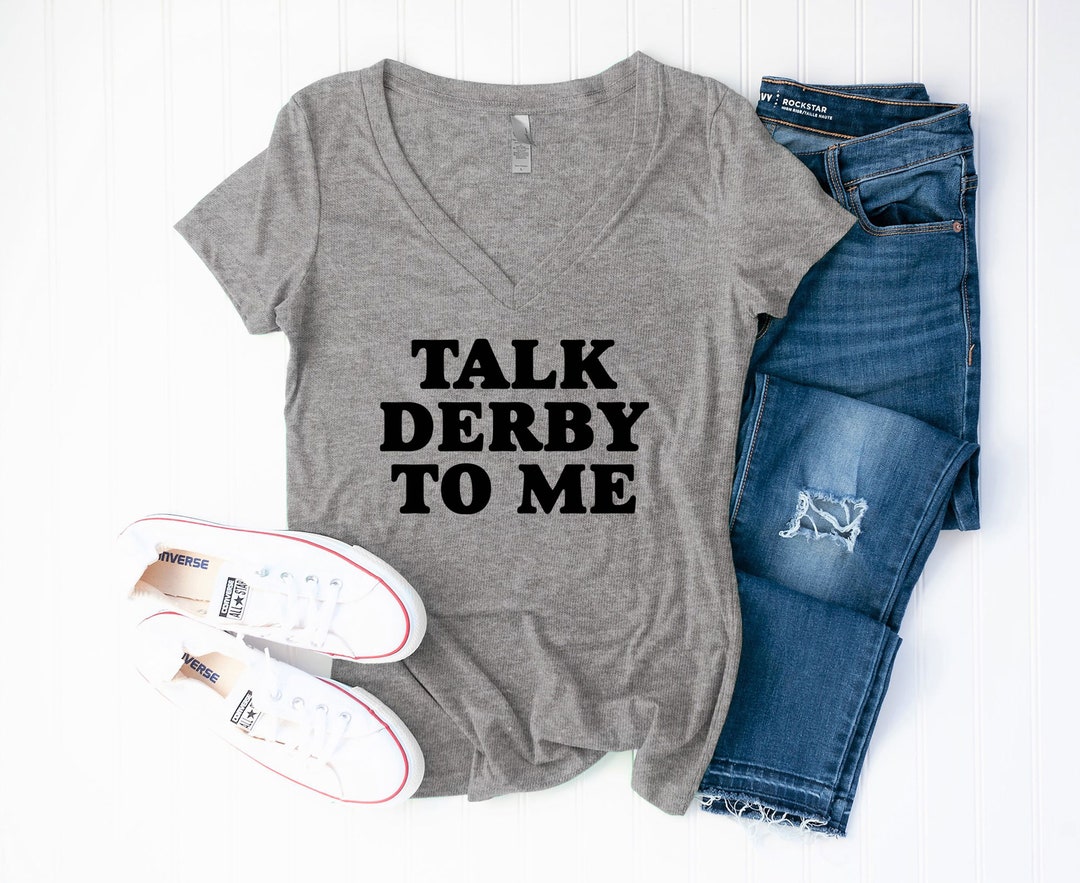 Talk Derby to Me Graphic V-neck Women's V-neck Tee - Etsy