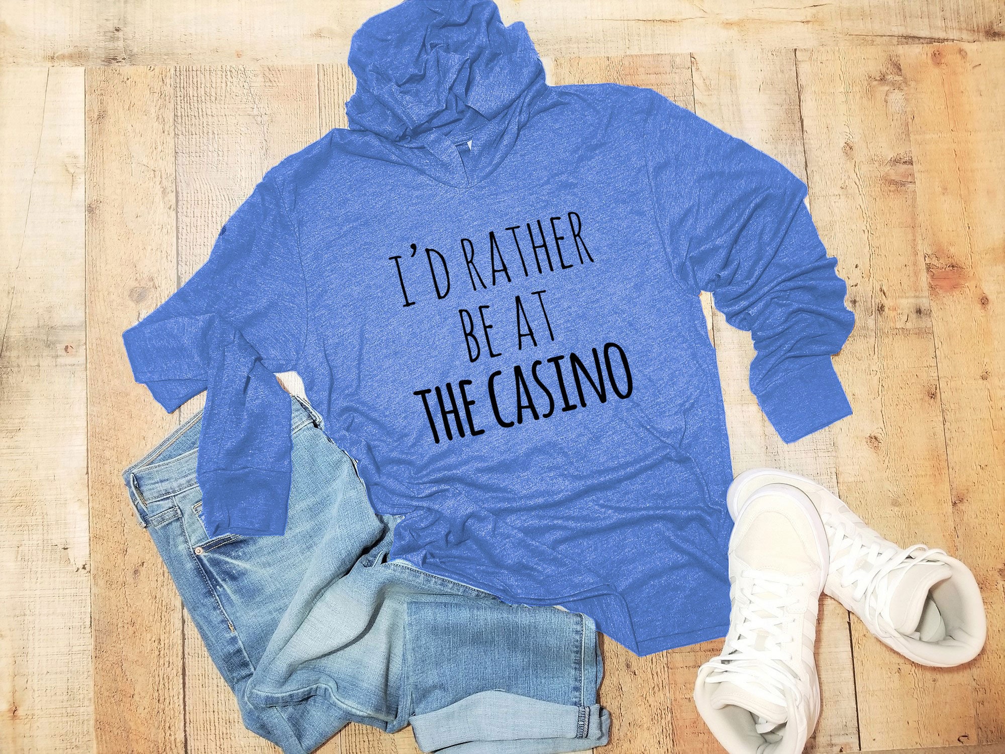 Distressed Typography Design Short-Sleeve Unisex T-Shirt I'd Rather Be At The Casino