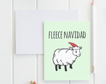 Fleece Navidad, carte de Noël amusante, cartes de joyeuses fêtes, carte de voeux vierge avec enveloppe (vert)