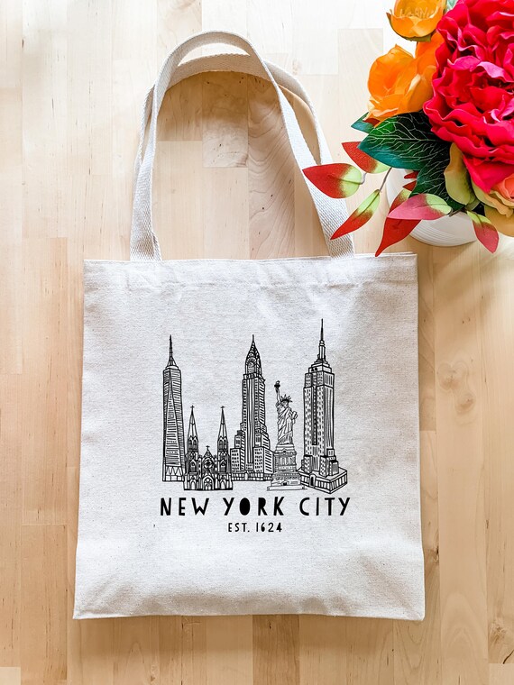 vuist Groenteboer Meetbaar New York City NYC natuurlijke canvas tas gezeefdrukte tote - Etsy België