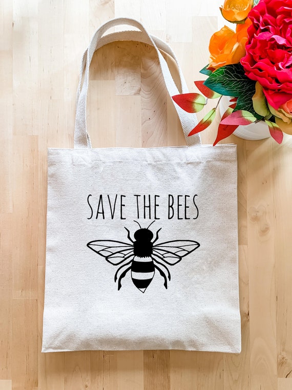 Save the Bees Natural Canvas Bag Screenprinted Tote Cotton | Etsy