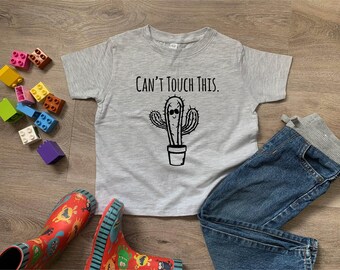 Funny Kids Tee, Toddler T Shirt, Can't Touch This, 100% Cotton, Children's T-Shirt, Shirts With Sayings, Heather Gray