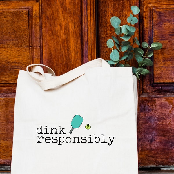 Dink Responsibly, 100% Cotton Canvas, Natural Tote Bag, Full-Color Tote, Funny Design