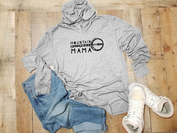 Unisex Grafik Hoodie Mountain Mama Banjo Langarm Hoodie Siebdruck Sweatshirt Shirts mit Spruchen Heather Grey Etsy