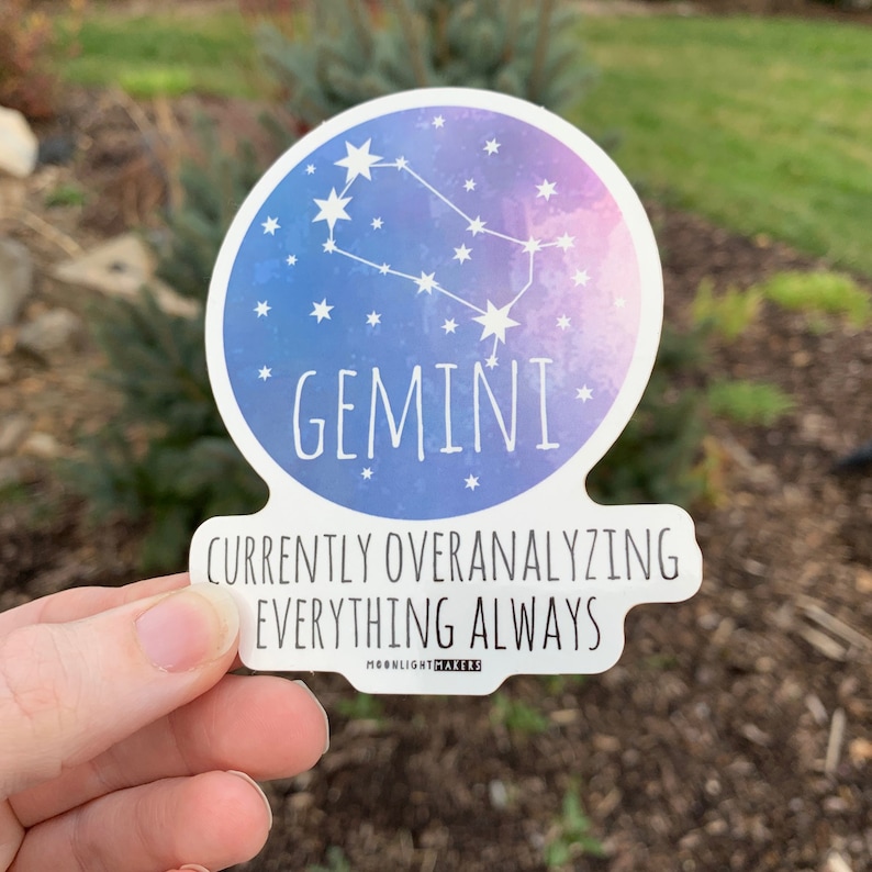 Vinyl Gemini Star Sign Zodiac Sticker Weatherproof Funny Horoscope Astrology Bike Sticker Car Sticker Bumper Sticker