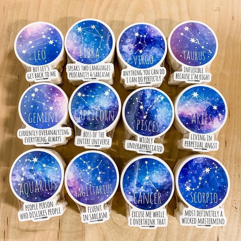 Vinyl Gemini Star Sign Zodiac Sticker Weatherproof Funny Horoscope Astrology Bike Sticker Car Sticker Bumper Sticker