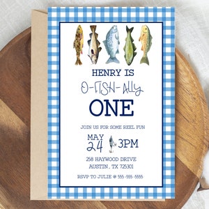 One Fish Birthday Printable Invitation | Fish First Birthday Invite | O Fishally One Birthday | Boy Birthday | Fishing Birthday Party