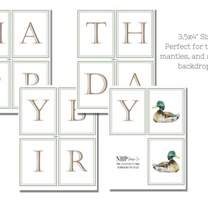 Pu&ograve; includere: Banner stampabile Buon Compleanno con lettere marroni e un design a forma di anatra. Il banner misura 8,9 cm per 10,2 cm ed &egrave; perfetto per tavoli, caminetti e sfondi pi&ugrave; piccoli.