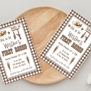 First Rodeo Birthday Printable Invitation | Cowboy 1st Birthday | Vintage Western Boy Birthday