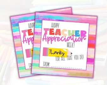 Teacher Appreciation Gift Tag | Printable Treat Tag (Instant Download)