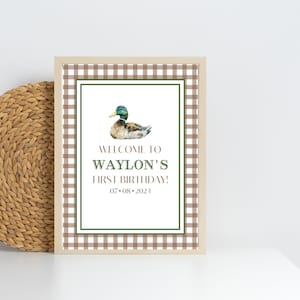 One Lucky Duck Party Welcome Sign 16&quot;x20&quot; | One Lucky Duck Birthday Printable Download | 1st Birthday Welcome Sign 101