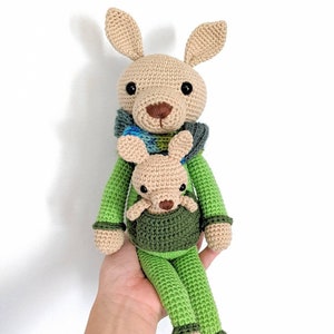 Kangaroo Crochet Pattern / Mom and Baby Kangaroo / Yellow Kangaroo Toy /  Joey Kangaroo / Amigurumi Kangaroo Pattern / Kangaroo With Pouch 