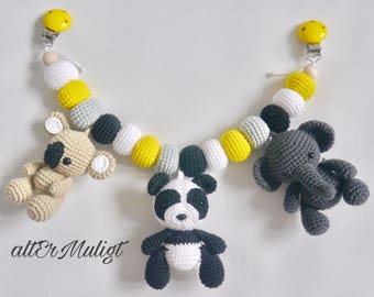 PDF Pattern altErMuligt's Animal Stroller Chain with Koala, Panda, and Elephant DANSK OPSKRIFT på altermuligt.com