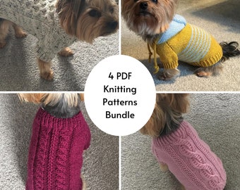 KNITTING PATTERN BUNDLE, Top-down, dog sweaters, cat sweaters, pet clothes, Yorkie, pets, knitted, little dog, Yorkie sweater, knit, little.
