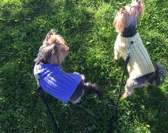 Yellow Cable Dog Sweater Pattern, Bottom Up Knit for Small Medium Large Pets, Easy Dog Jumper PDF, Cat Sweater Pattern