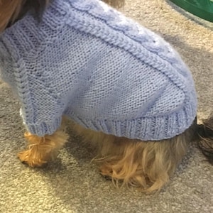Sky Blue Dog Sweater Knitting Pattern, Flat Bottom UP Knit Pet Jumper PDF, Small Medium Large Dog or Cat Sweater Pattern