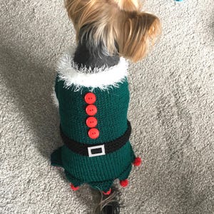 Christmas Elf Dog Sweater Knitting Pattern, Top Down Holiday Pet Costume PDF, Small Medium Large Dog or Cat Jumper