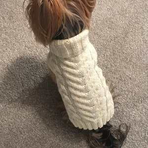 Aran Dog Sweater Knitting Pattern, Bottom Up Knit for Small Dogs PDF, Easy Pet Jumper Pattern, Classic Dog Sweater Design