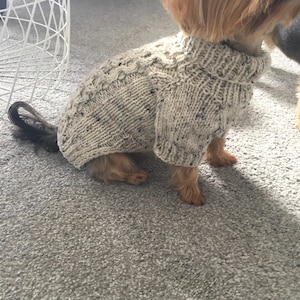 Cable Knit Dog Sweater Pattern PDF, Top Down Dog Jumper Knitting Pattern, Small Medium Large Sizes, Pet Winter Clothes, Tweed Style Pattern