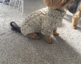 Patrón de tejido: perro tweed, suéter para gatos, top-down, suéter para perros, ropa para mascotas, perros, gatos, perritos, proyecto de bricolaje, tejido, yorkie, mascotas.