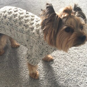 Cable Knit Dog Sweater Pattern PDF, Top Down Dog Jumper Knitting Pattern, Small Medium Large Sizes, Pet Winter Clothes, Tweed Style Pattern image 3