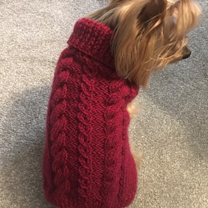 Knitting Pattern Cabled Fall dog, cat sweater, bottom-up, pet clothes, dog sweater, little dog, DIY project, knit, knitted, yorkie, pets. image 3