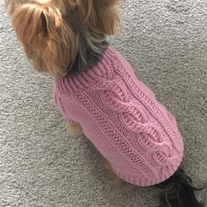 Cable Knit Dog Sweater Pattern, Pink Top Down Dog Jumper PDF, Small Medium Large Pet Jacket, Knitting Pattern for Dogs