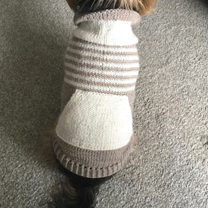 Oatmeal Dog Sweater Knitting Pattern, Top Down Dog Jumper PDF, Small Medium Large Sizes, Knit Dog Clothes, Pet Sweater Pattern image 3