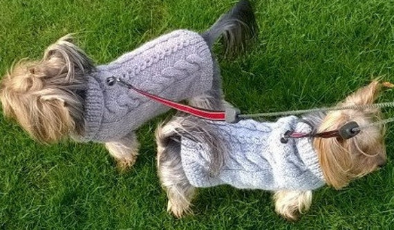 Knitting Pattern cabled Fall Dog Cat Sweater Bottom up Pet