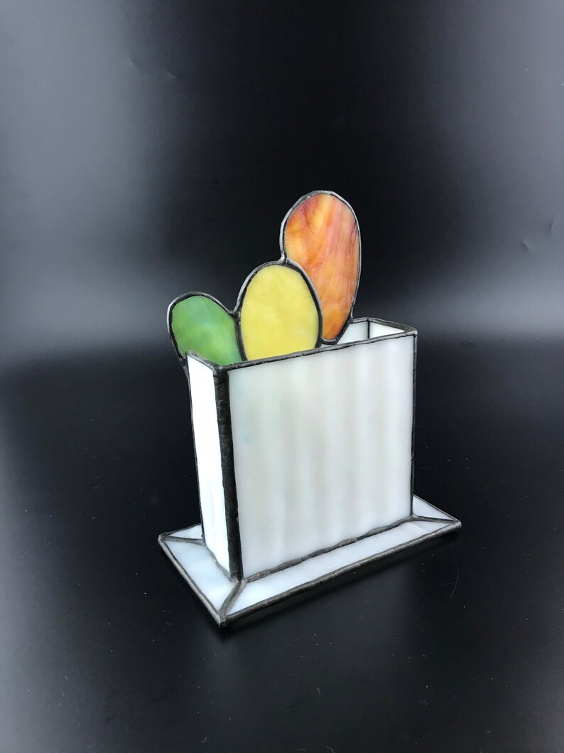 Stained Glass Pencil Holder Stained Glass Paper Holder Table Etsy