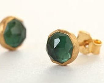 Green Aventurine Stud Earrings, Green Aventurine Earrings, Green Gemstone Earrings, Green Gemstone Studs