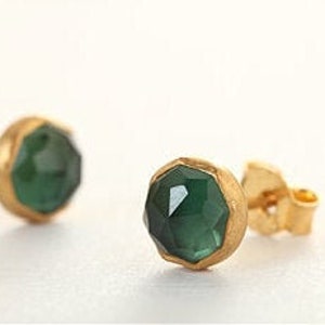 Green Aventurine Stud Earrings, Green Aventurine Earrings, Green Gemstone Earrings, Green Gemstone Studs