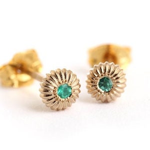 Emerald Earrings Stud 14k Gold, Natural Emerald Stud Earrings, Genuine Emerald Studs, May Birthstone Earrings Emerald, May Birthday Jewelry