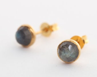 Labradorite Stud Earrings, Labradorite Earrings, Labradorite Jewelry, Labradorite and Silver Studs.